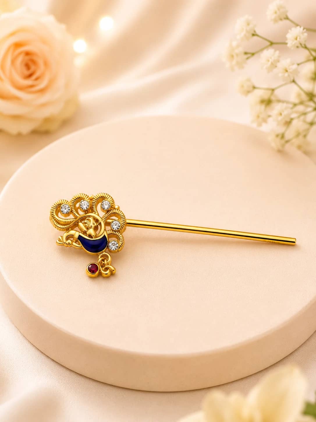 Laddu Gopal Peacock Design Gold Murli