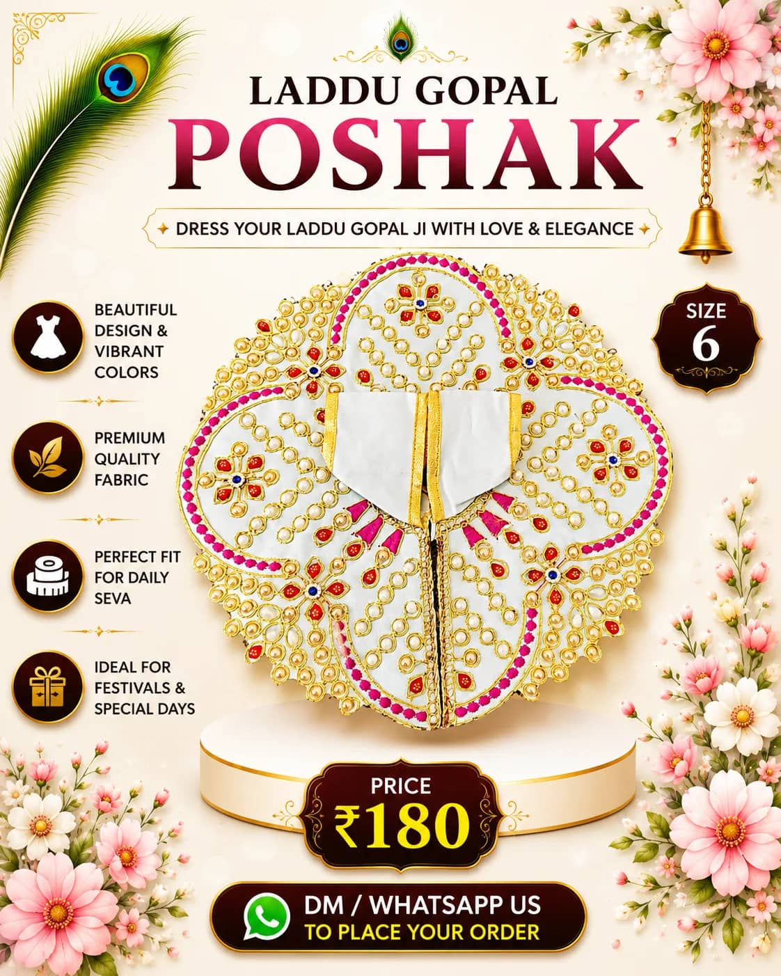 White Pearl Kundan Embroidered Poshak