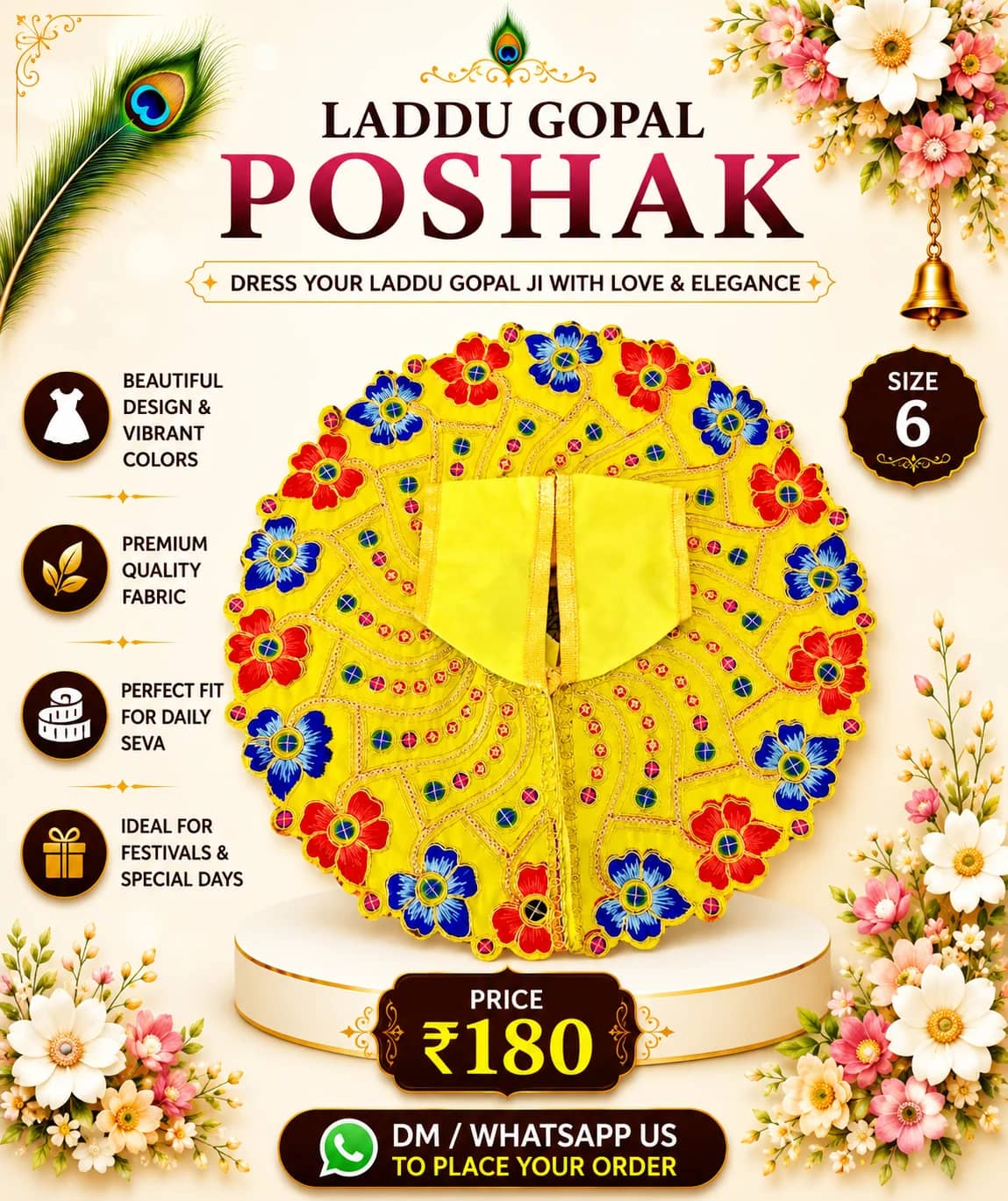 Yellow Red Blue Floral Embroidered Poshak