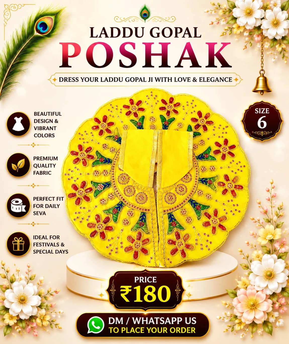 Yellow Red Floral Scalloped Poshak