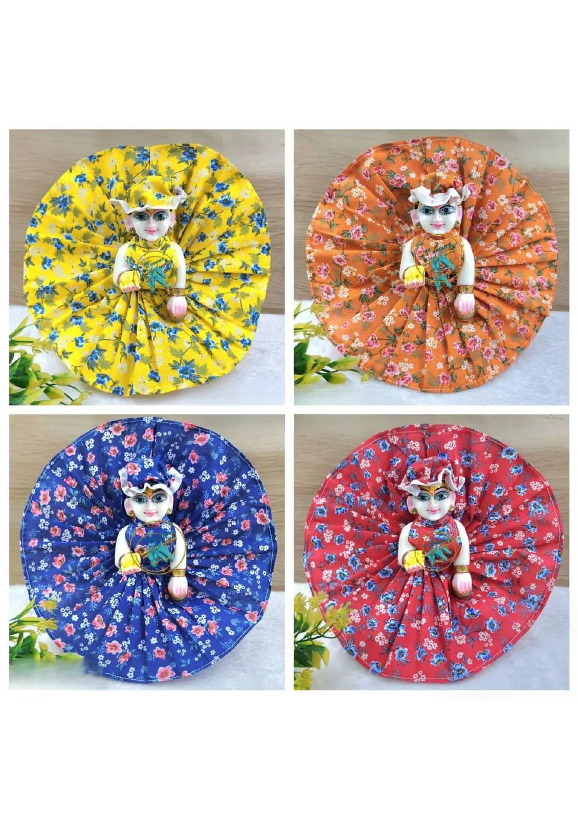 Laddu Gopal Floral Dress Combo (Pack of 4)