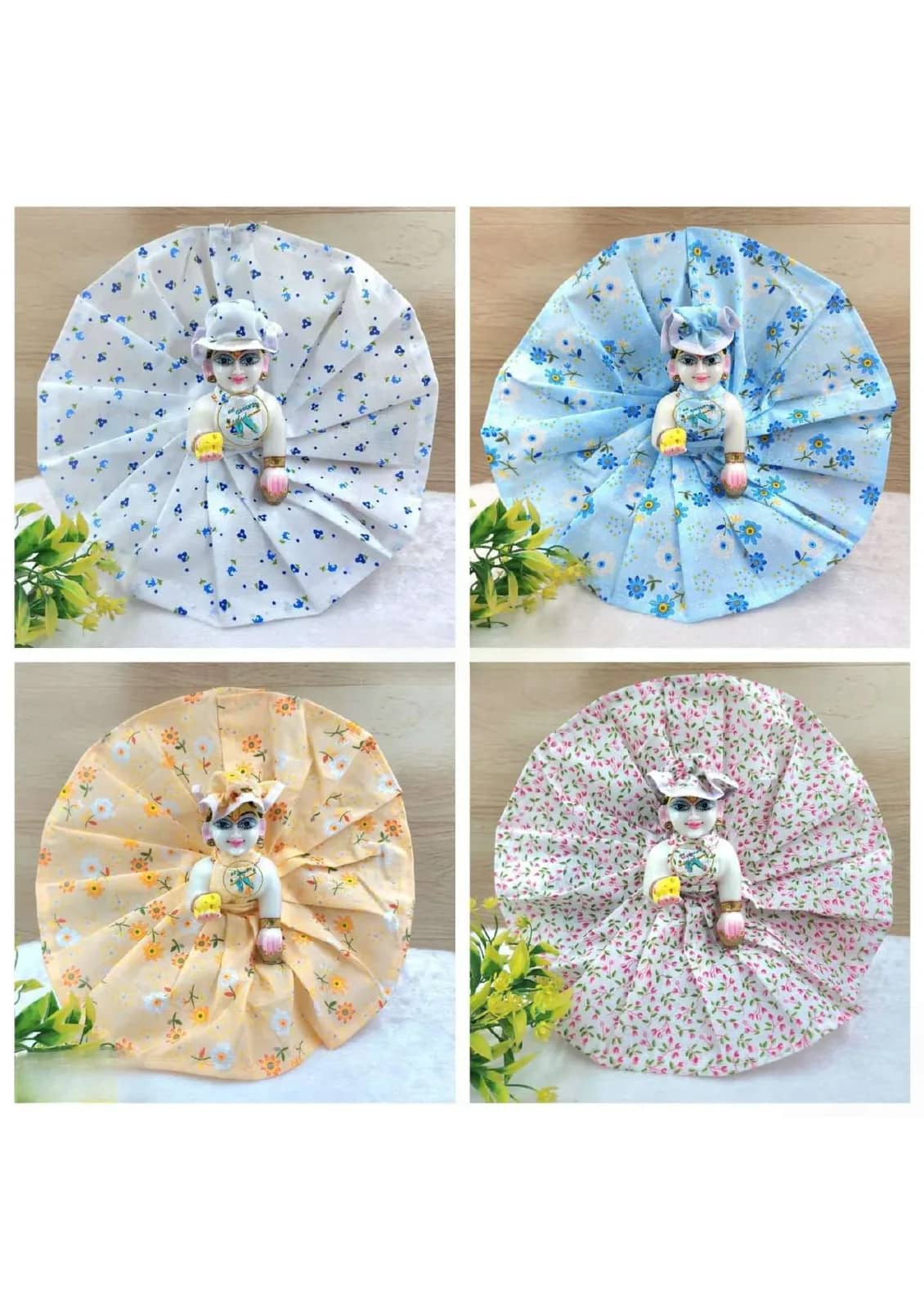 Laddu Gopal Small Floral Pastel Combo (Pack of 4)