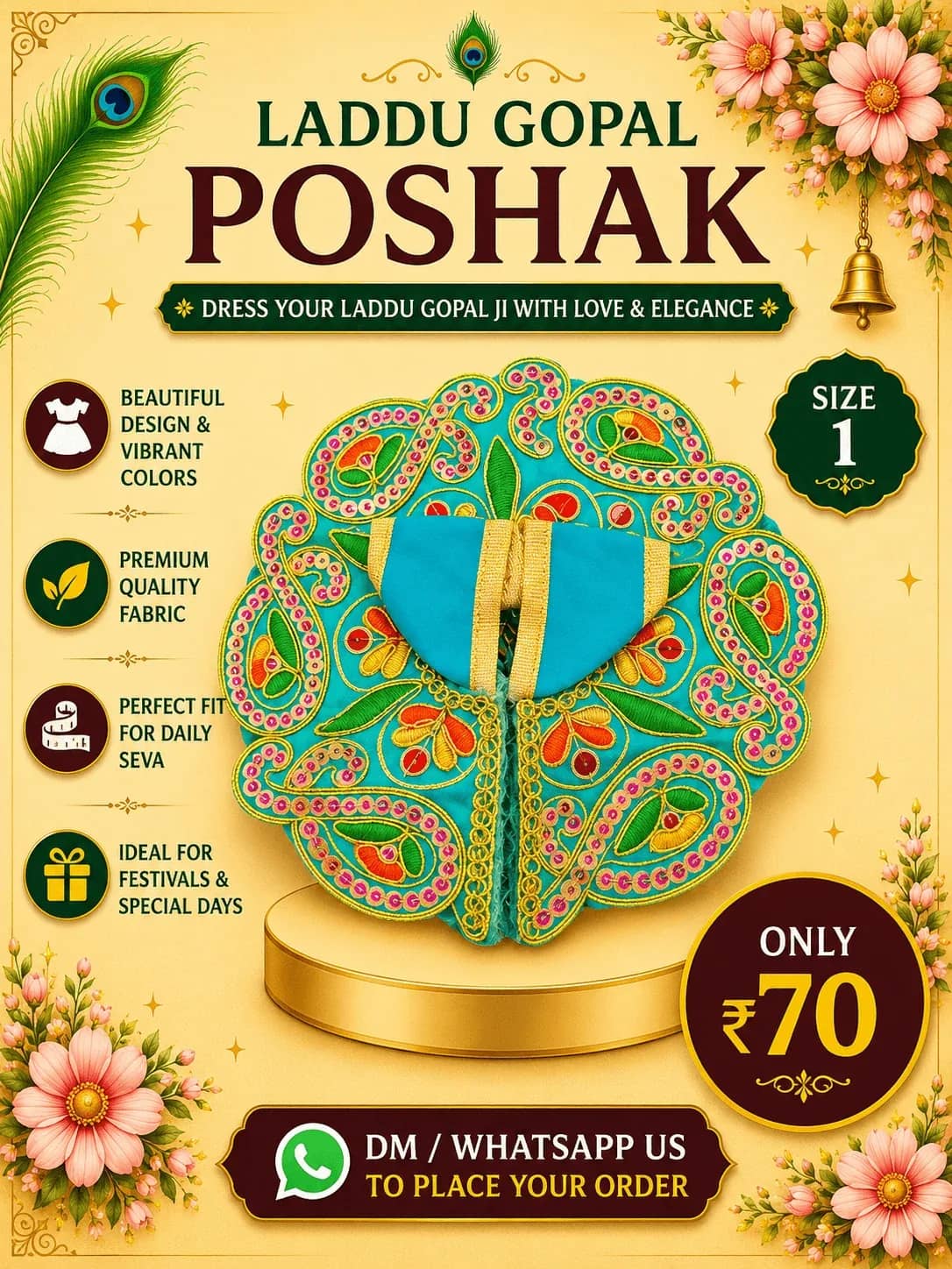 Turquoise Paisley Festival Poshak