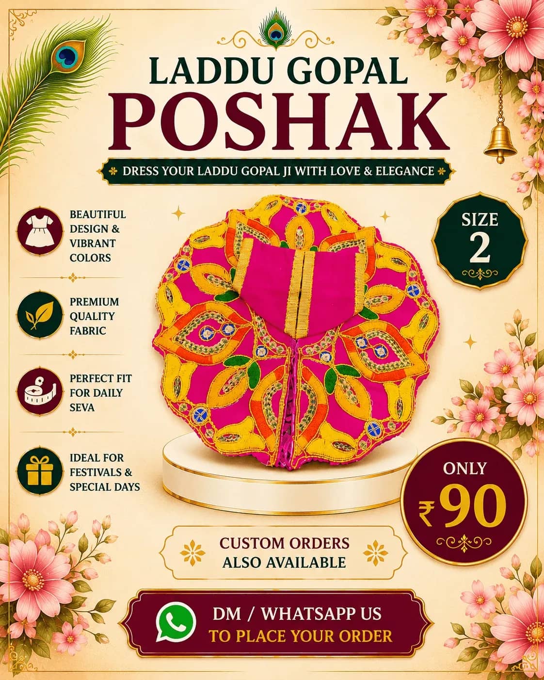 Bright Pink Floral Festive Poshak