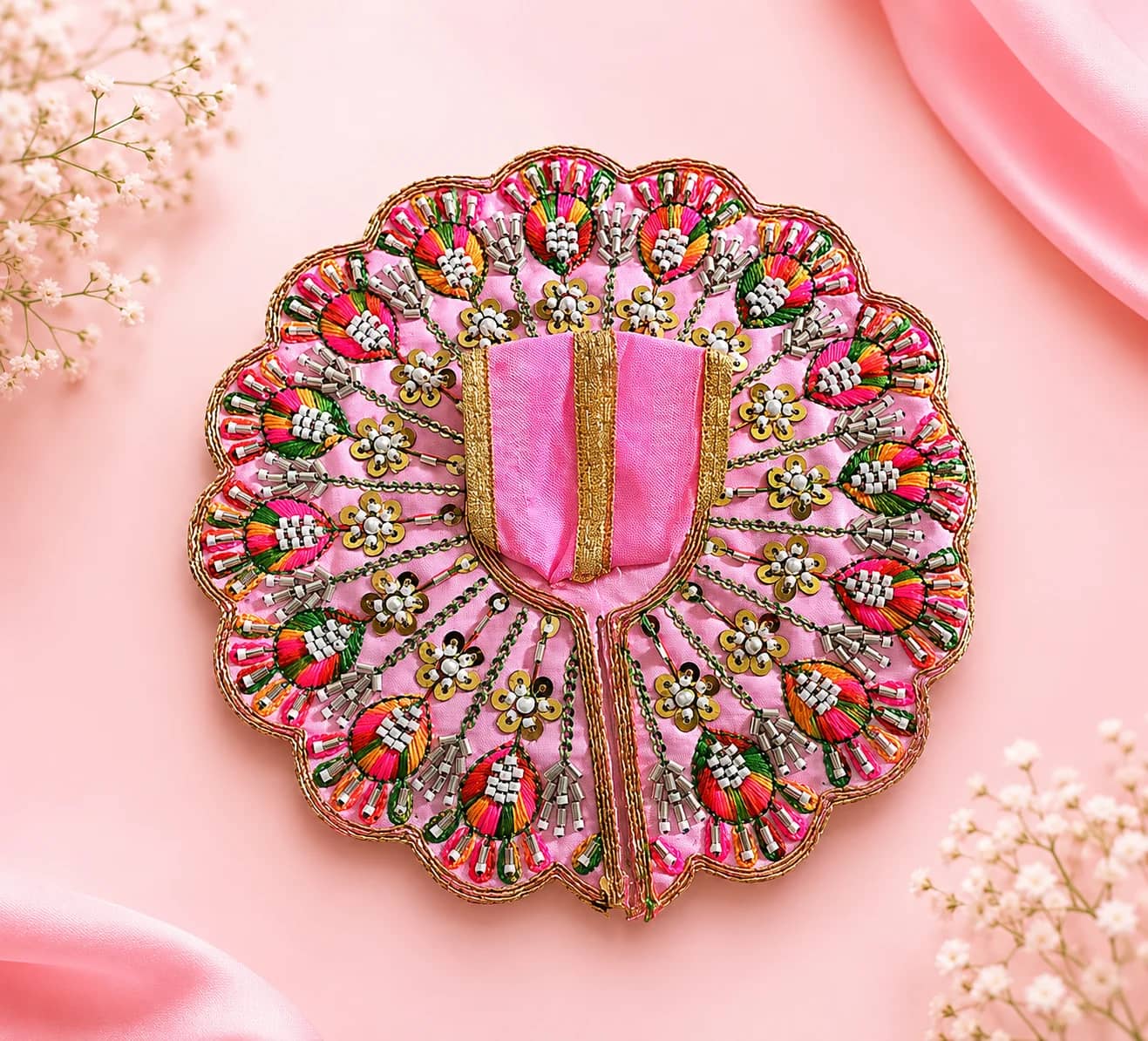 Multicolor Beadwork Embroidered Poshak (Size 3)