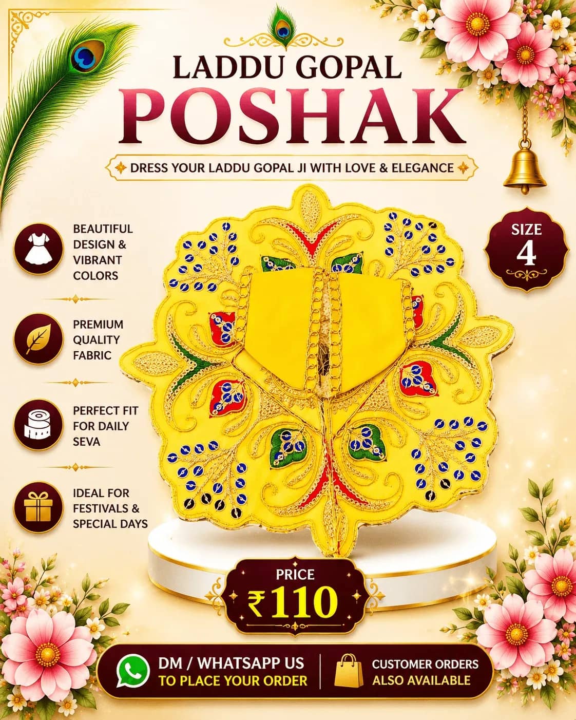 Bright Yellow Paisley Poshak