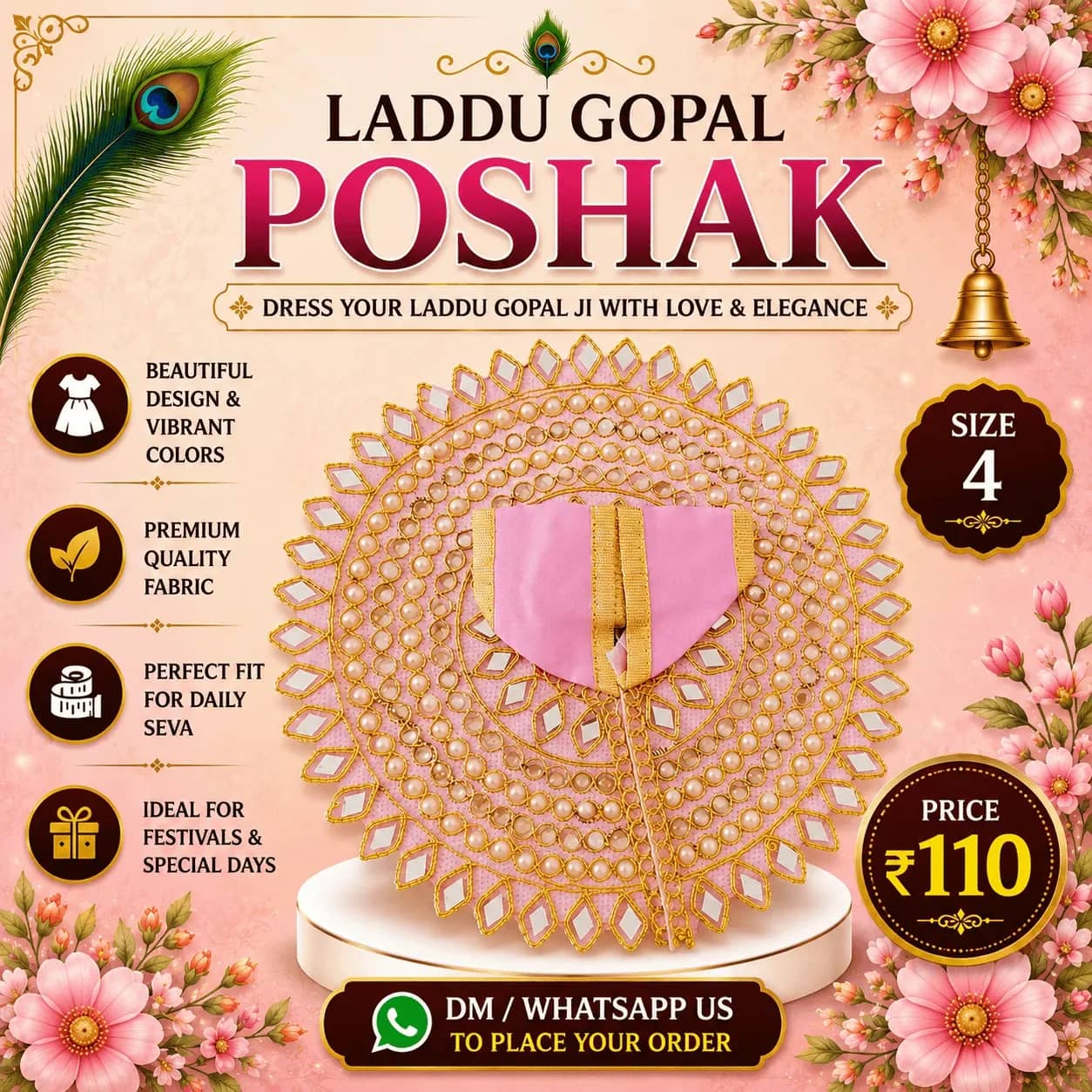 Pink Mirror Work Poshak