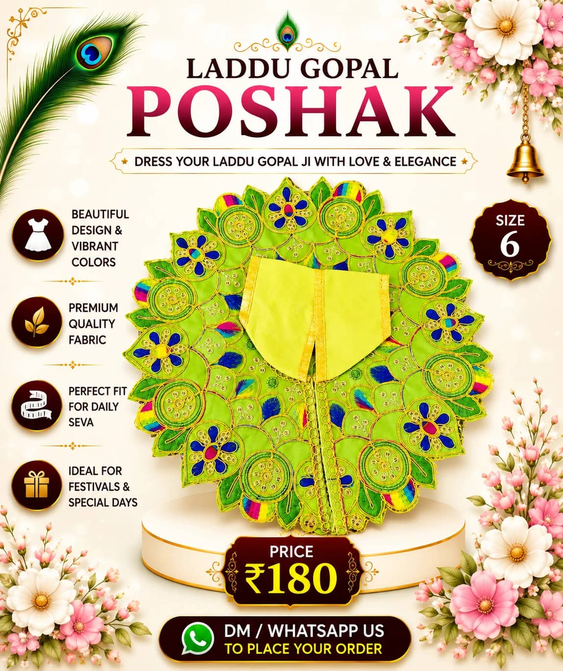Green Multicolor Floral Embroidered Poshak