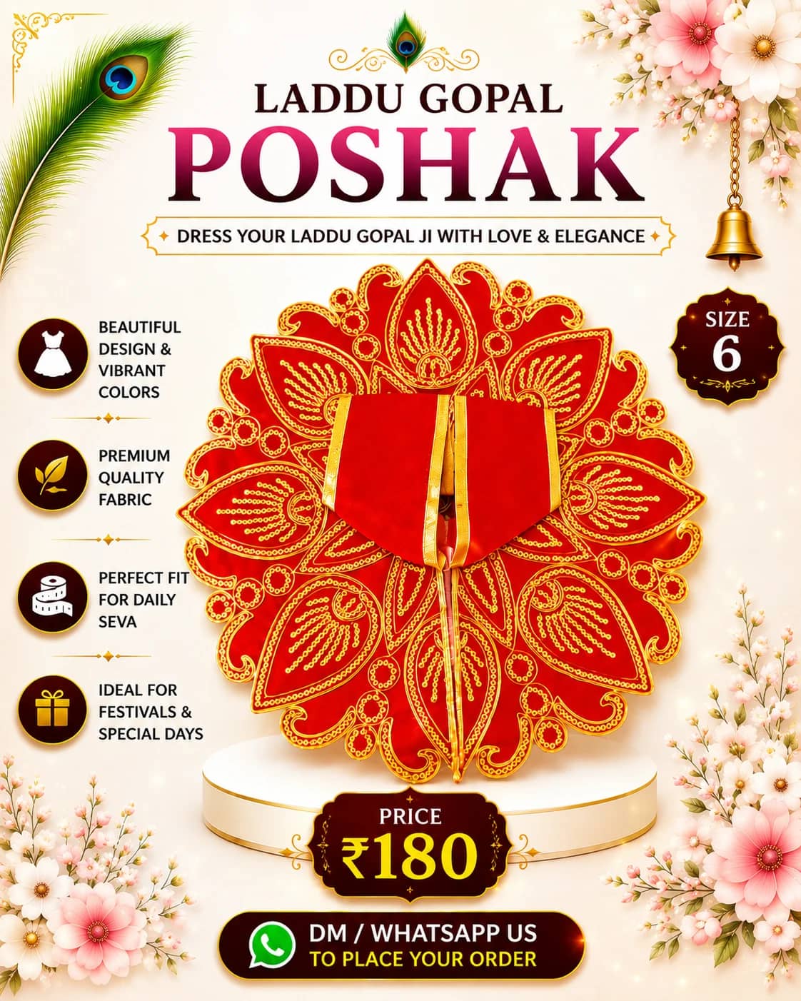 Red Gold Sequin Embroidered Poshak