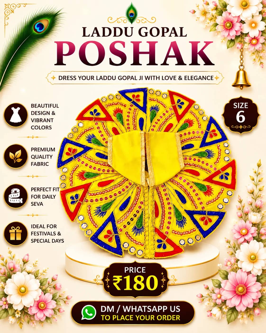 Yellow Tricolor Triangle Embroidered Poshak