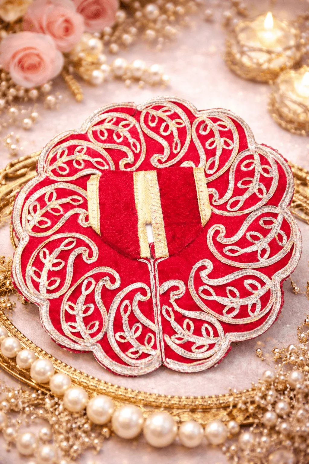 Velvet Paisley Embroidered Poshak (Size 4)