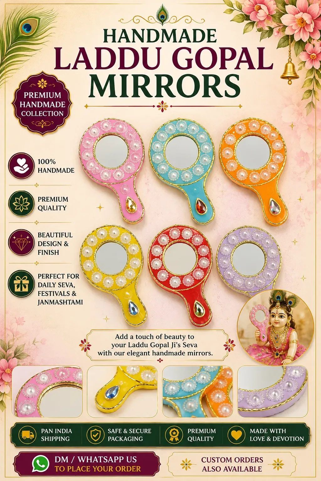 Handmade Laddu Gopal Mirror