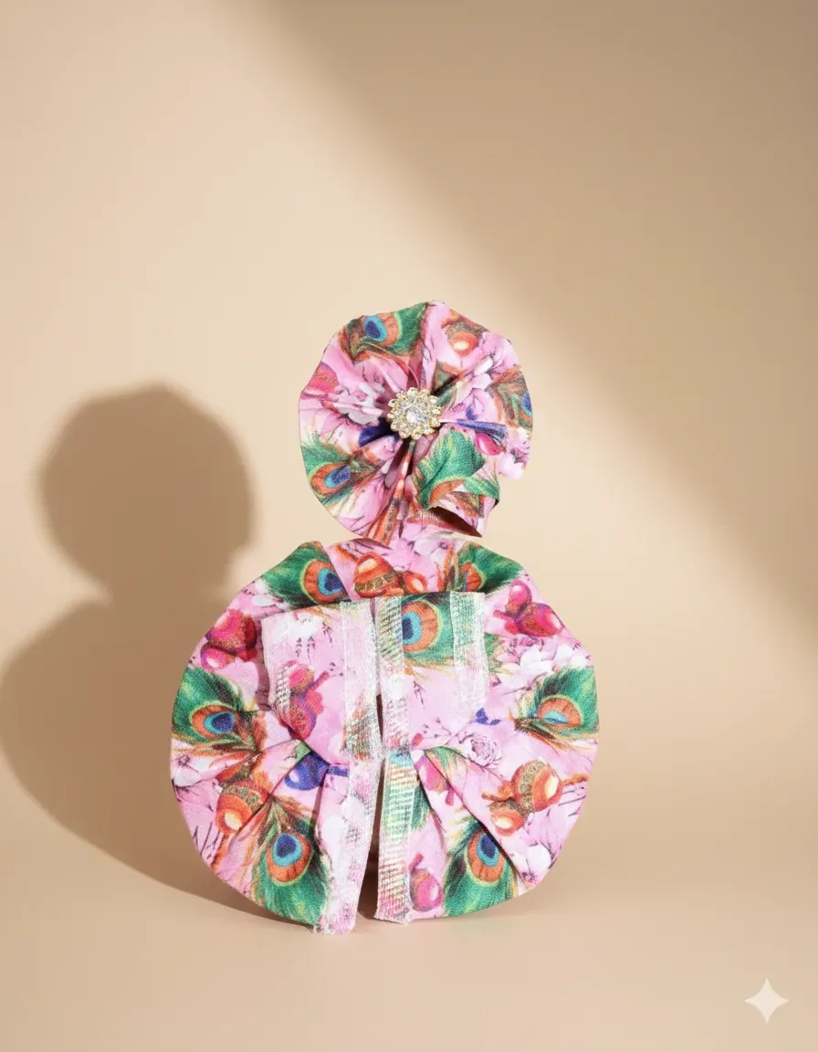 Peacock Digital Print Poshak with Mukut (Size 0)