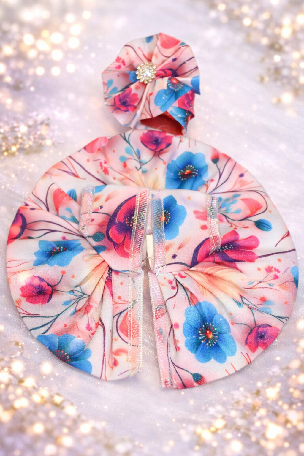 Floral Digital Print Poshak with Mukut (Size 2)