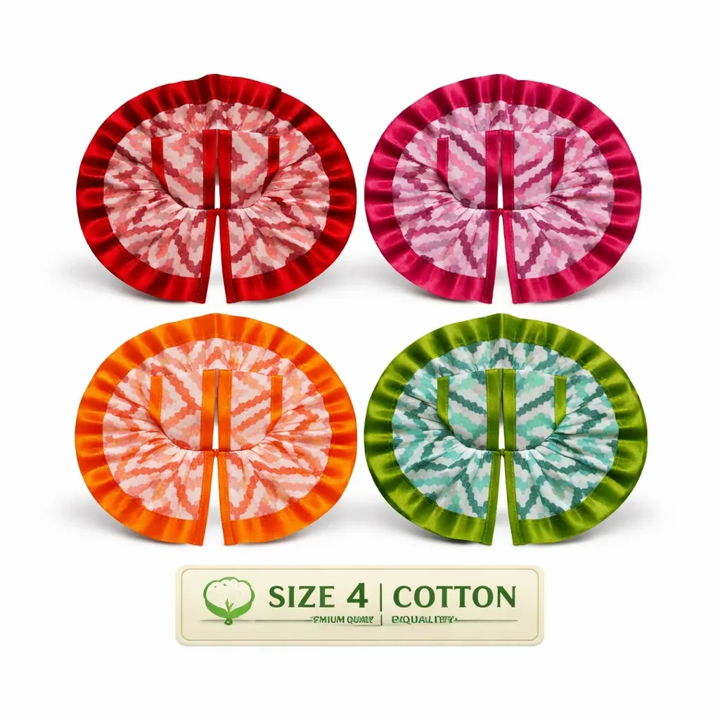 Zigzag Print Cotton Poshak Combo Size 4 (Pack of 4)
