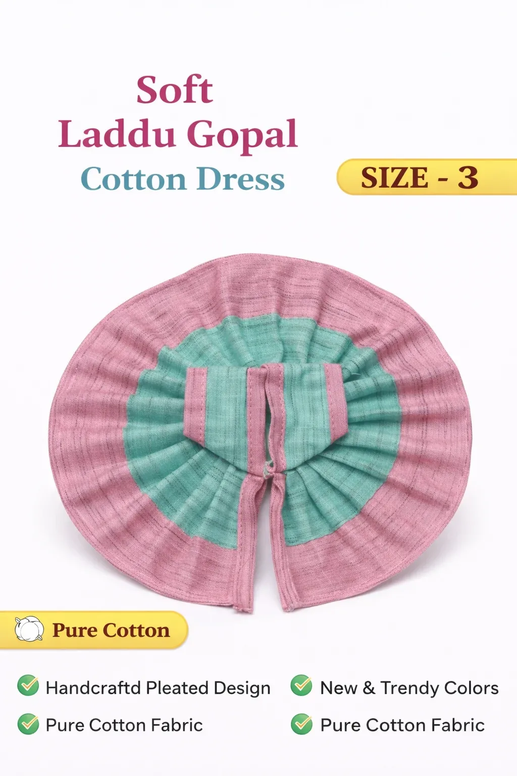 Elegant Pleated Cotton Dress (Size 3)