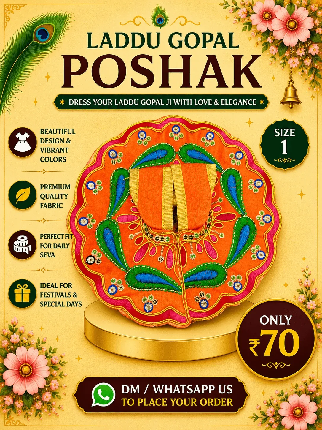 Orange Embroidered Festival Poshak