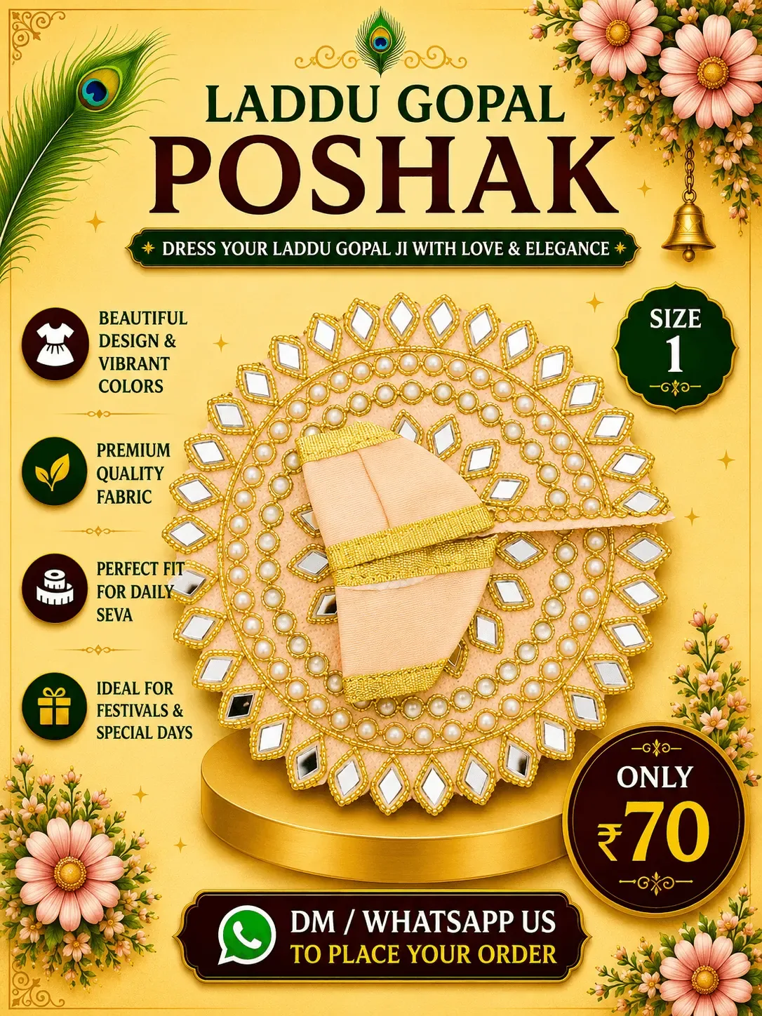 Peach Mirror Work Poshak