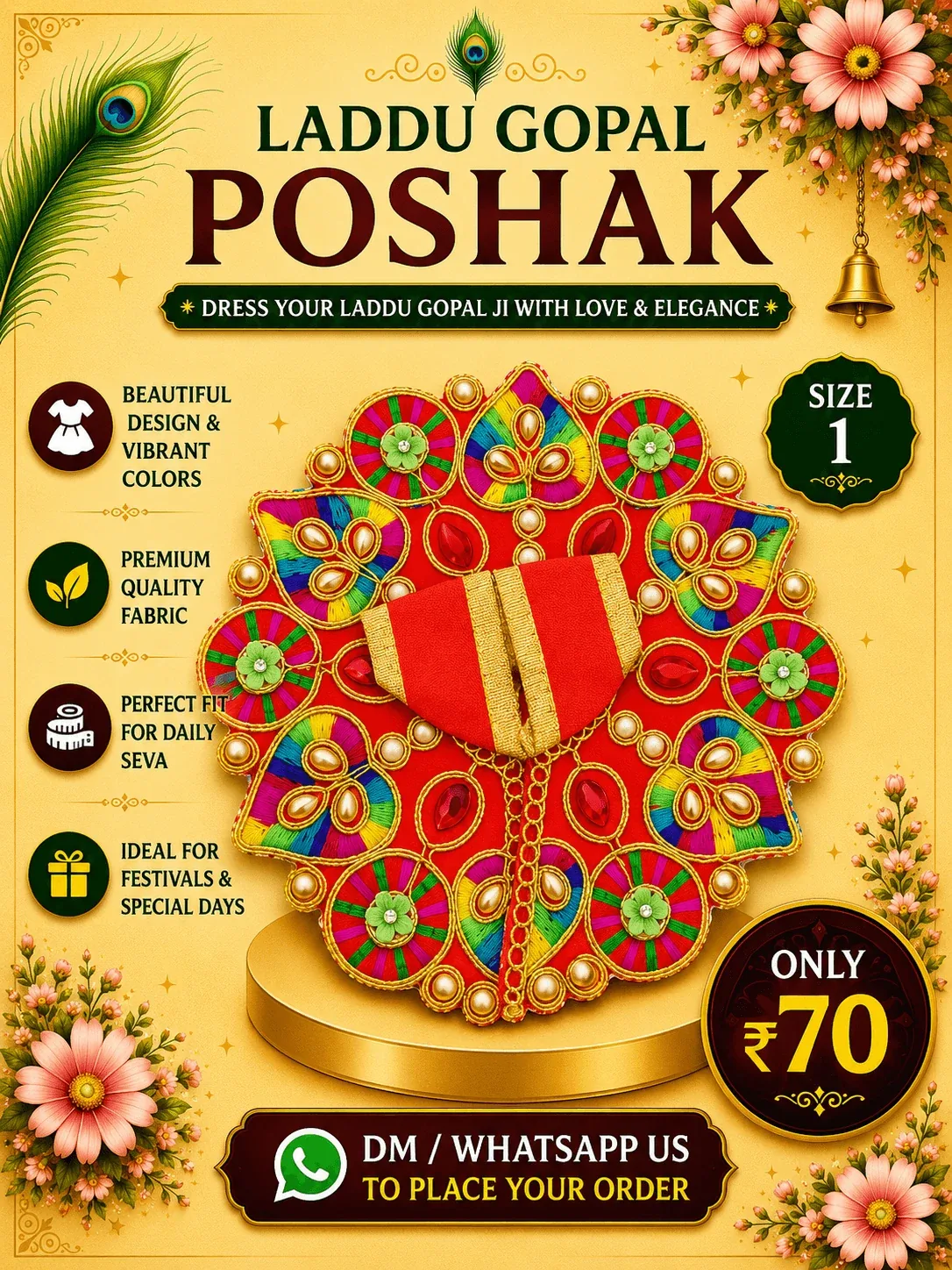 Red Multicolor Festival Poshak