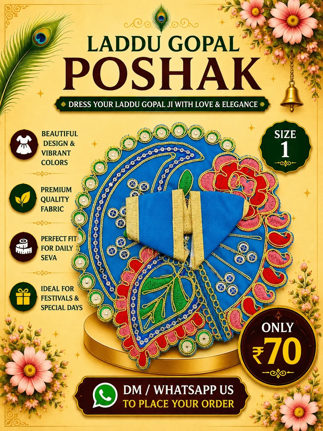 Royal Blue Paisley Festival Poshak