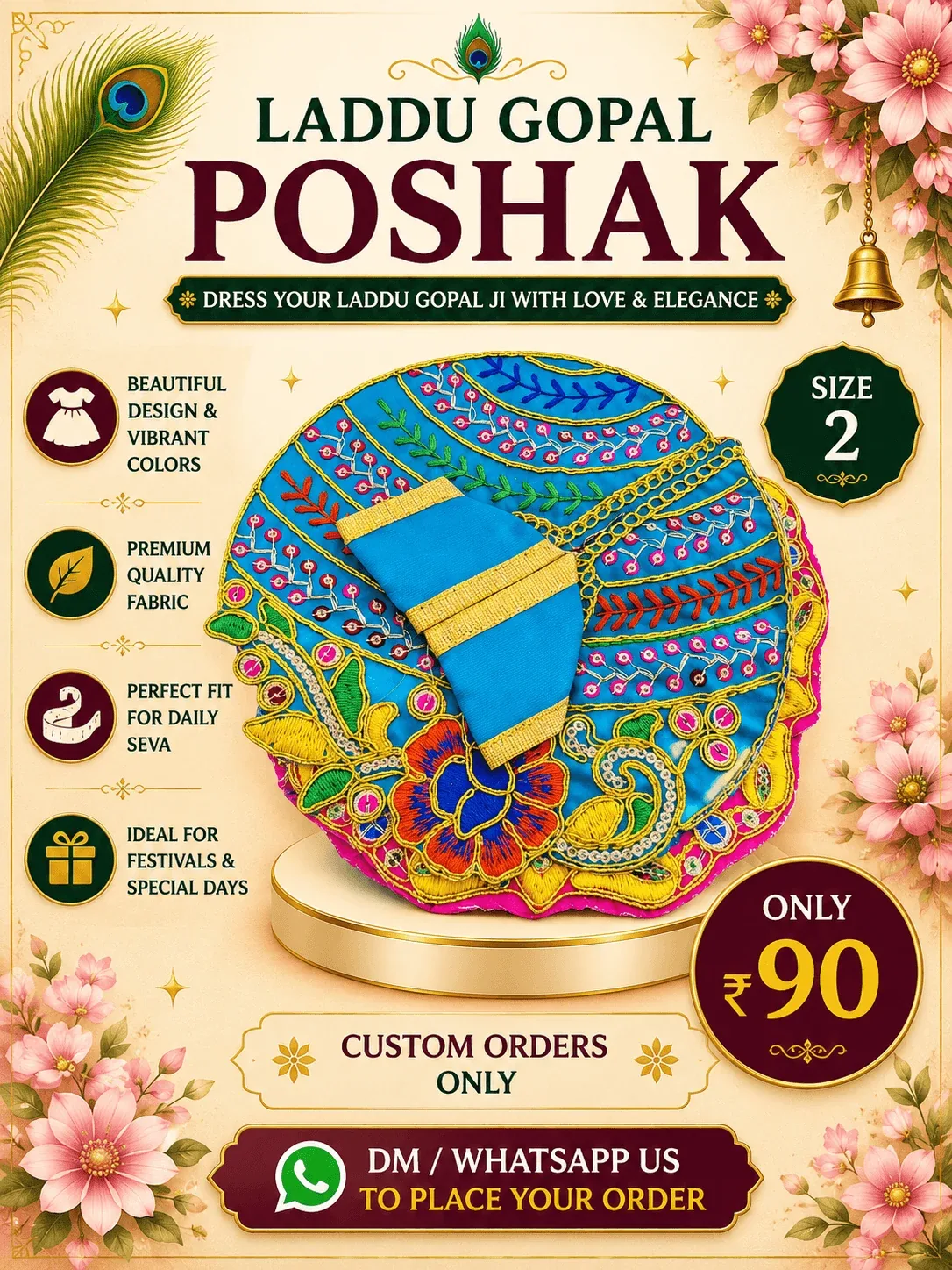 Azure Blue Festive Floral Poshak
