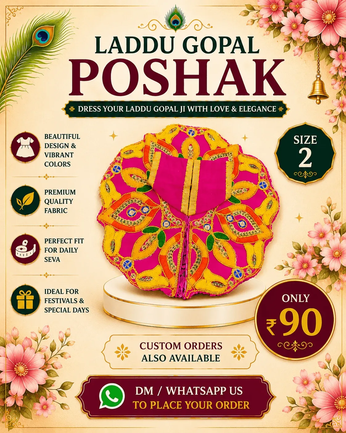Bright Pink Floral Festive Poshak