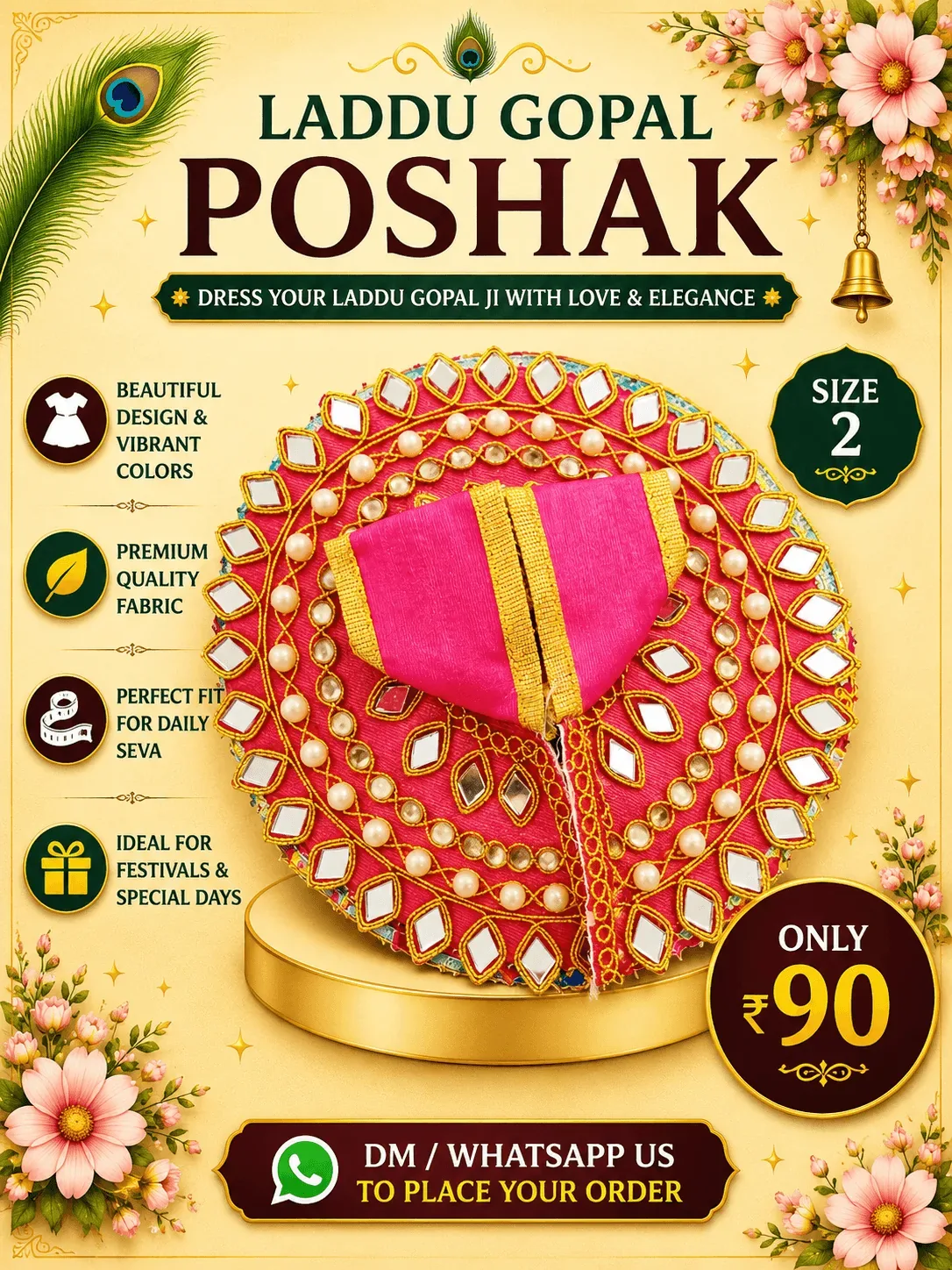 Fuchsia Mirror Work Festive Poshak