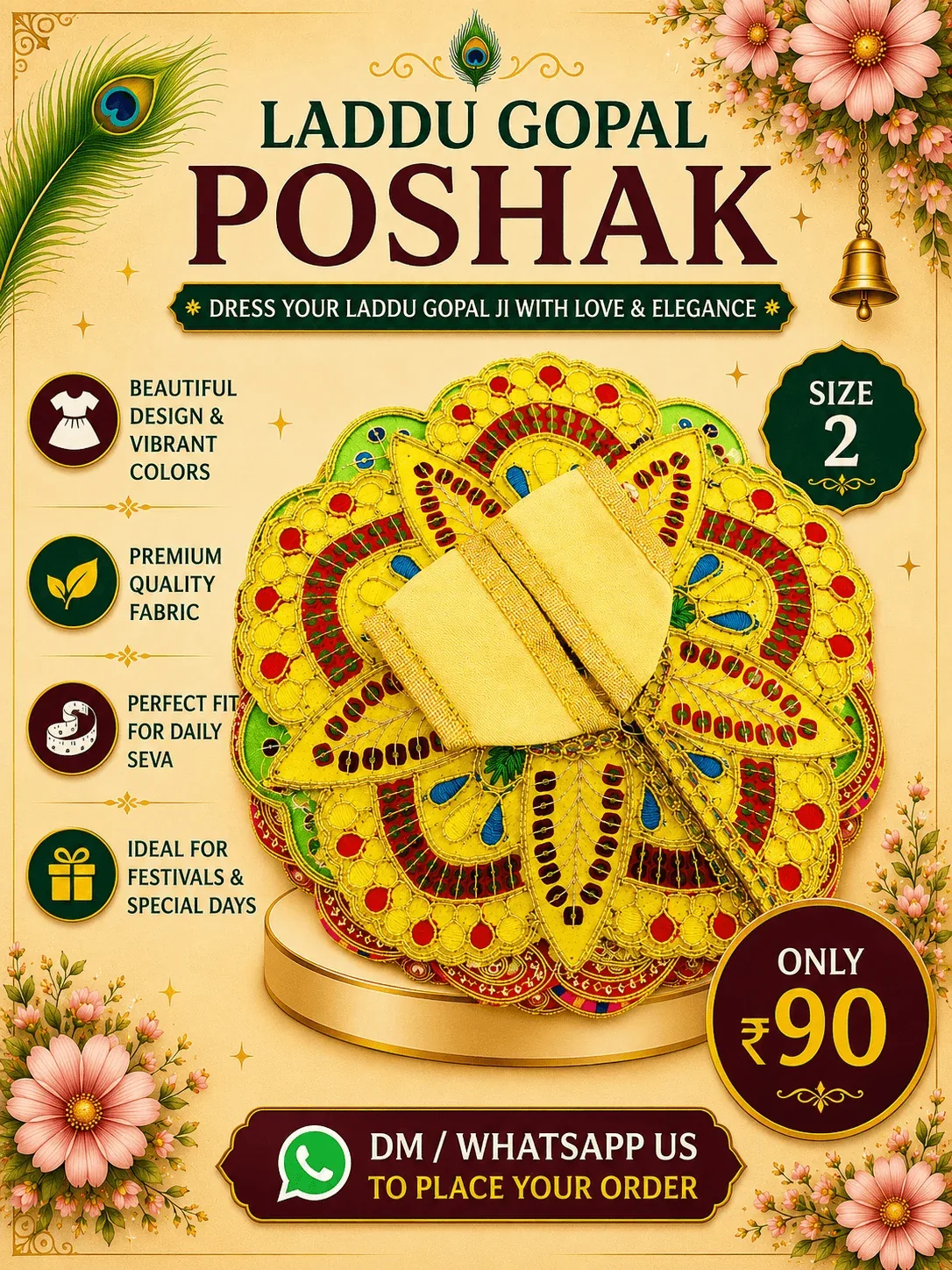Golden Yellow Ornate Festival Poshak
