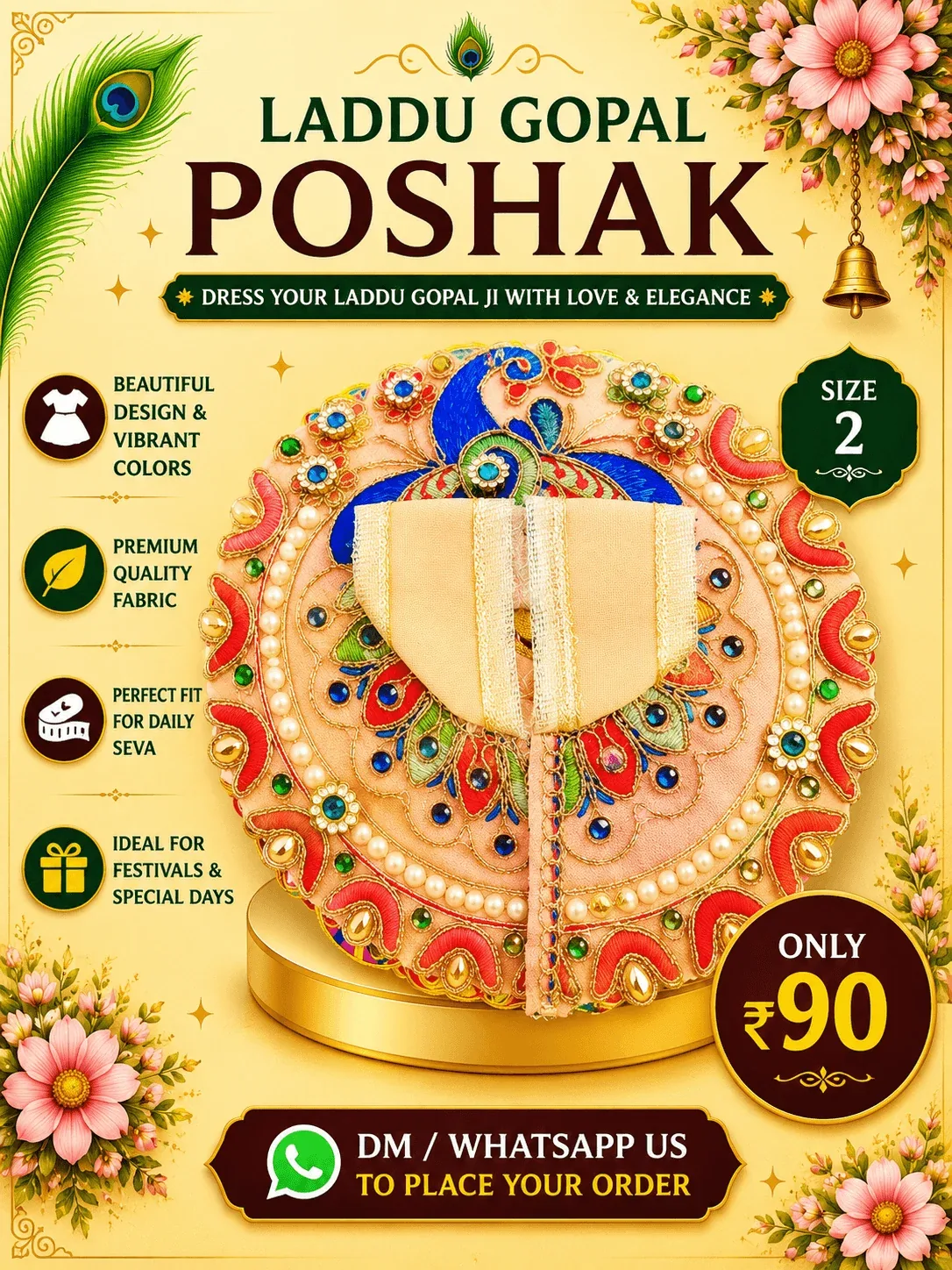 Peach Peacock Motif Festival Poshak