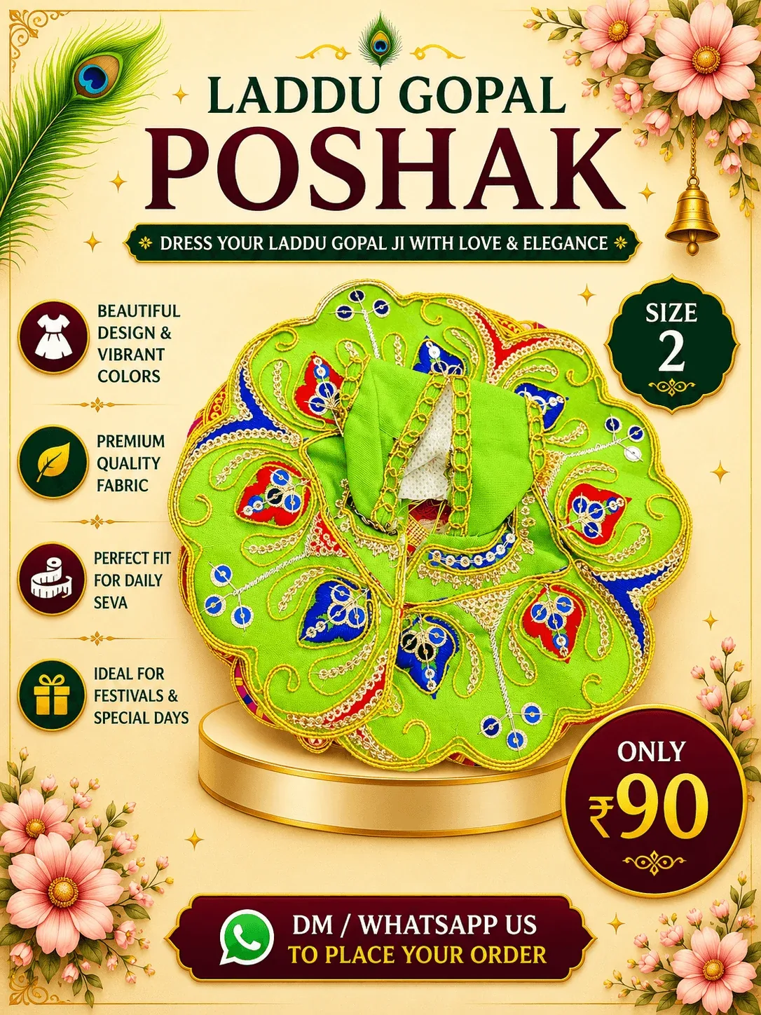 Vibrant Lime Green Embellished Poshak