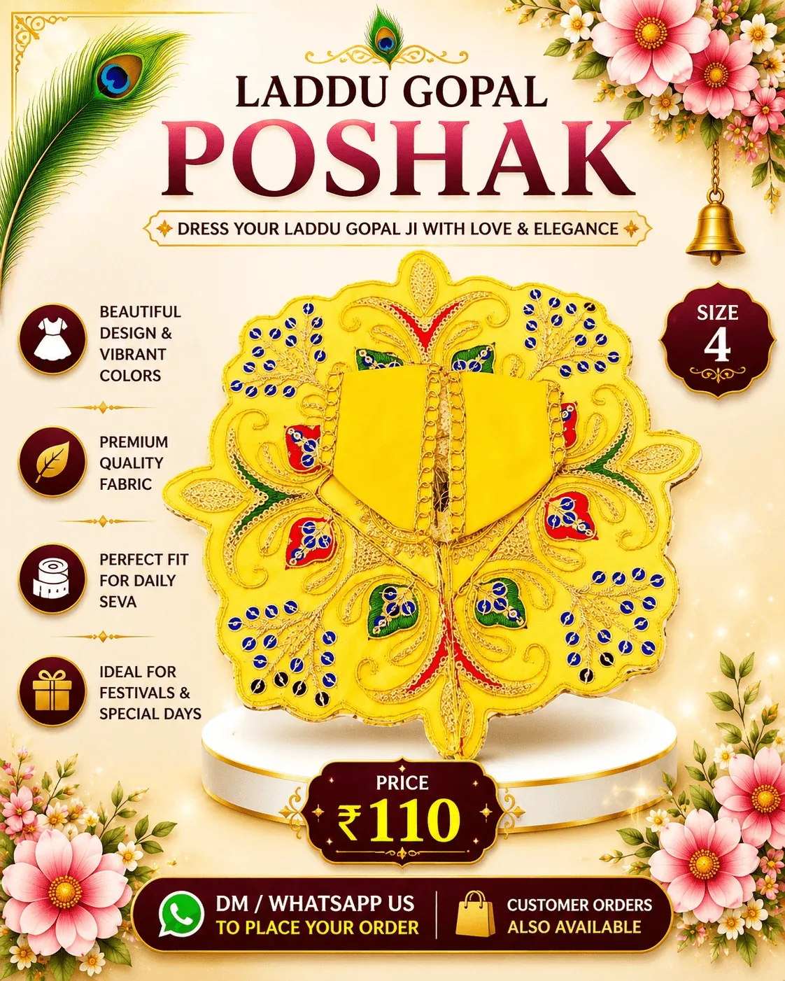 Bright Yellow Paisley Poshak