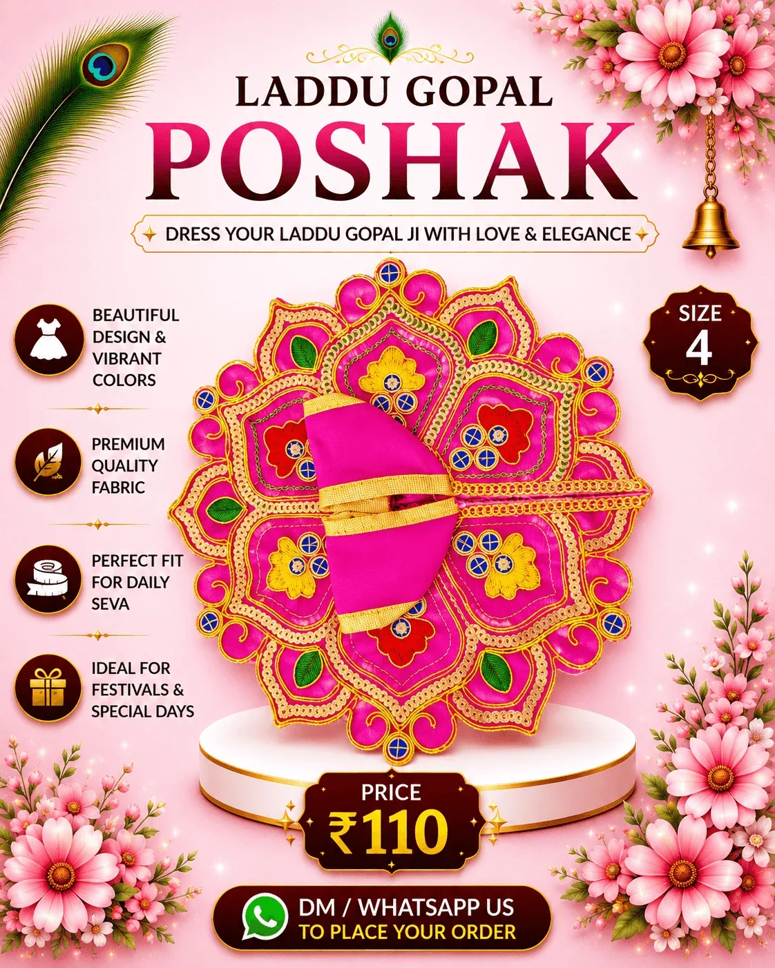 Pastel Pink Green Floral Poshak