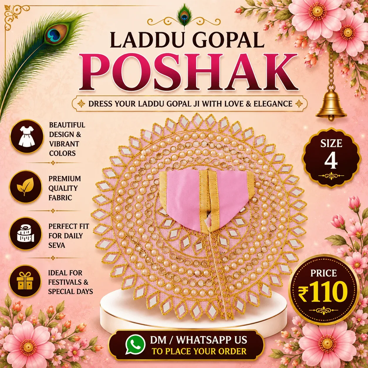 Pink Mirror Work Poshak