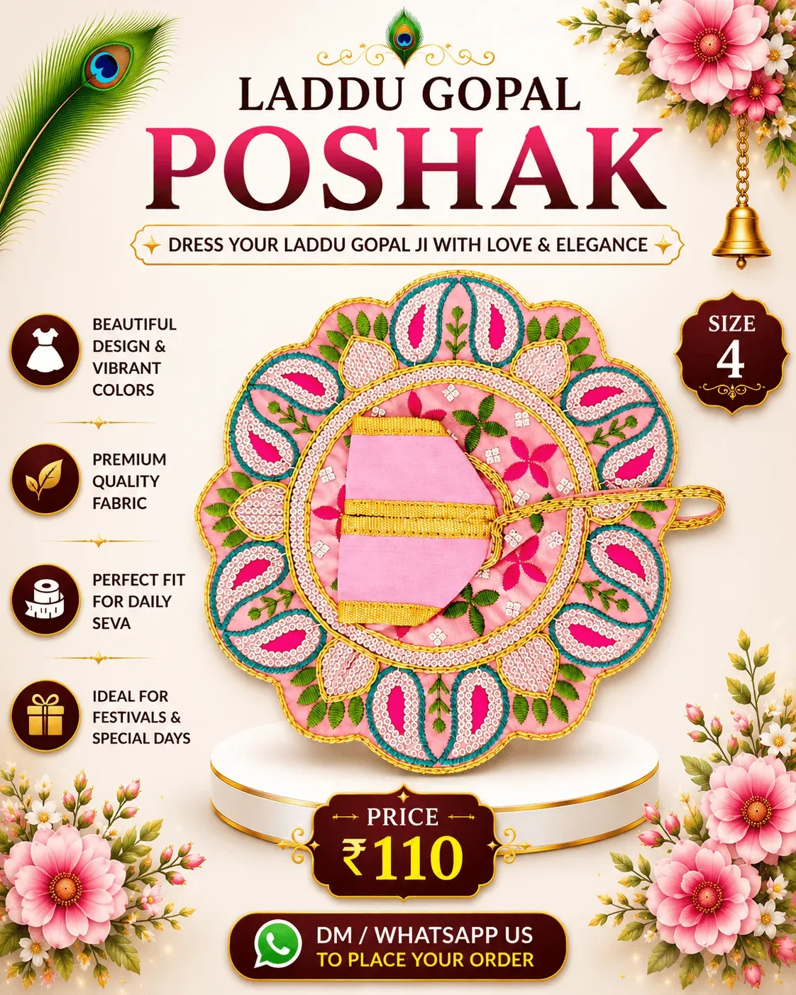 Pink Sequin Paisley Poshak