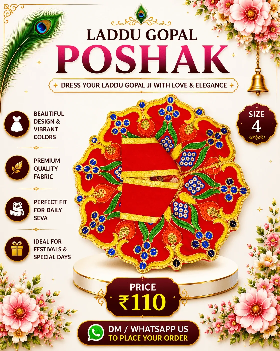 Red and Gold Ornate Poshak