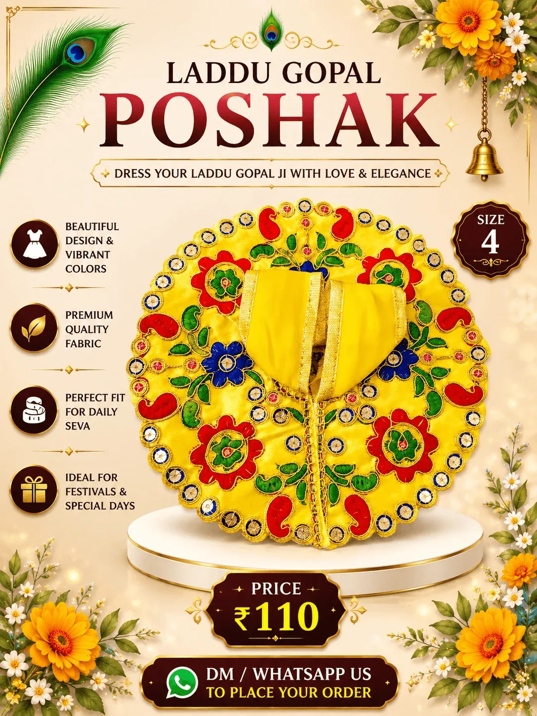 Yellow Paisley Floral Poshak