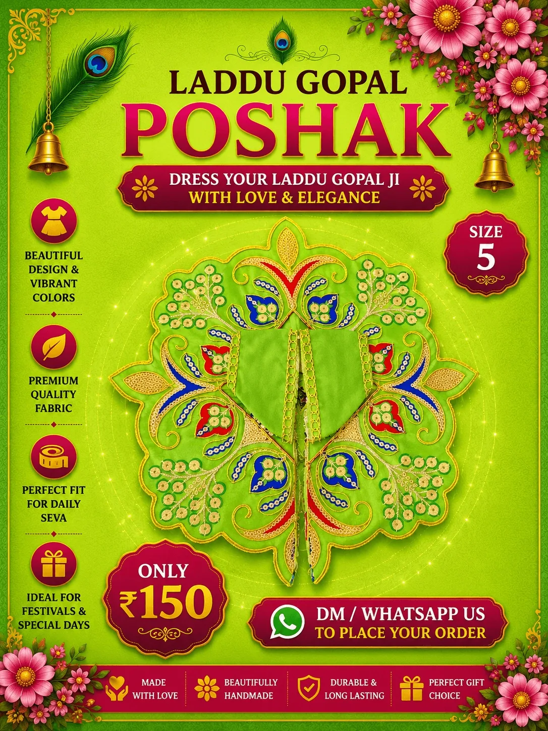 Bright Green Intricate Poshak