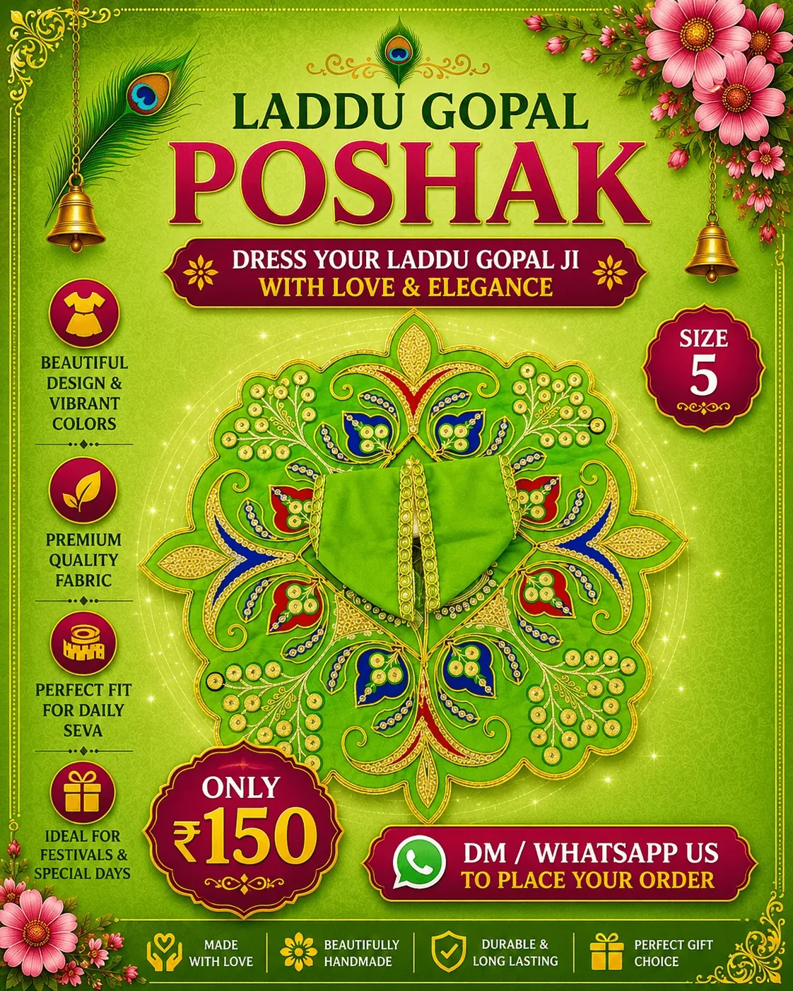 Emerald Green Floral Poshak