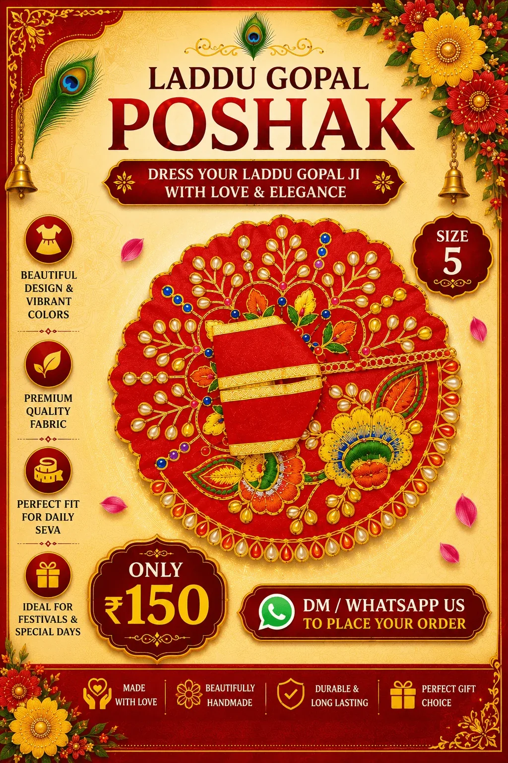 Red Gemstone Accent Poshak