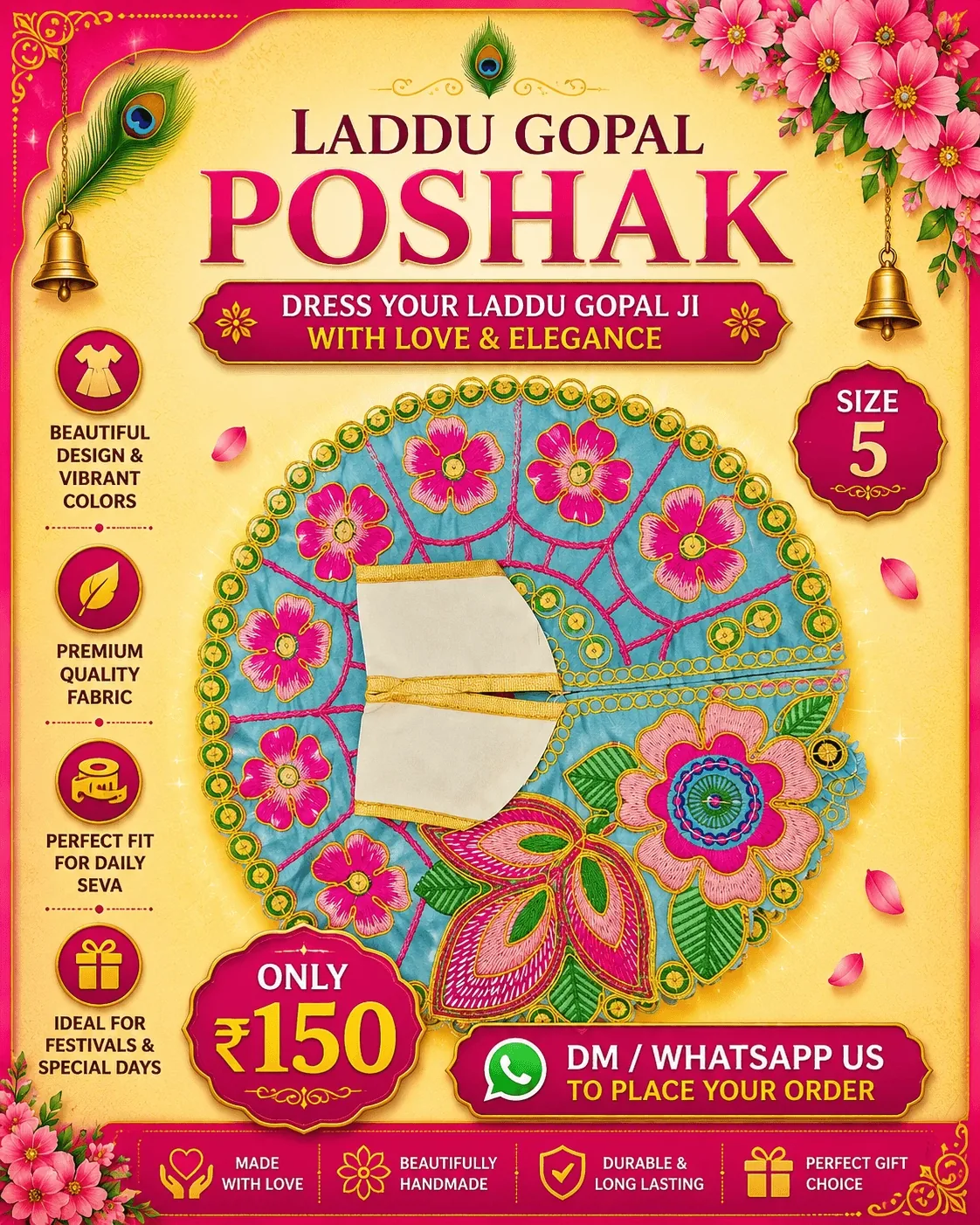 Sky Blue Pink Floral Poshak
