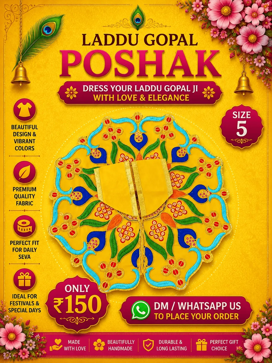 Yellow Floral Embroidered Poshak