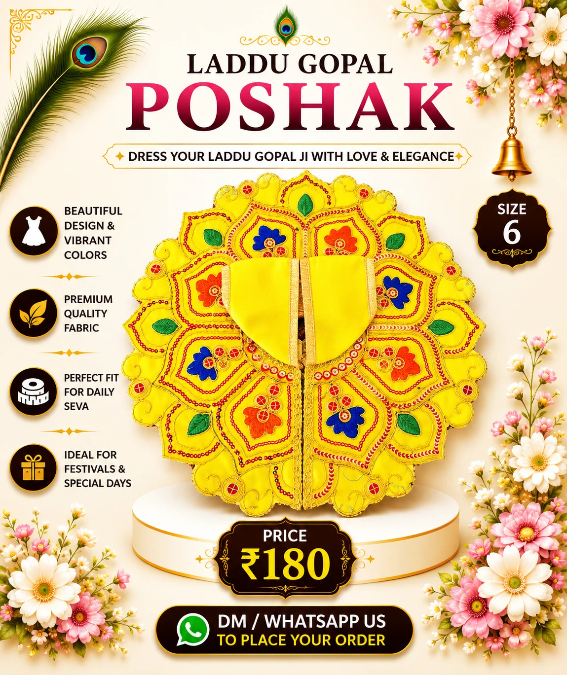 Yellow Pentagon Floral Embroidered Poshak