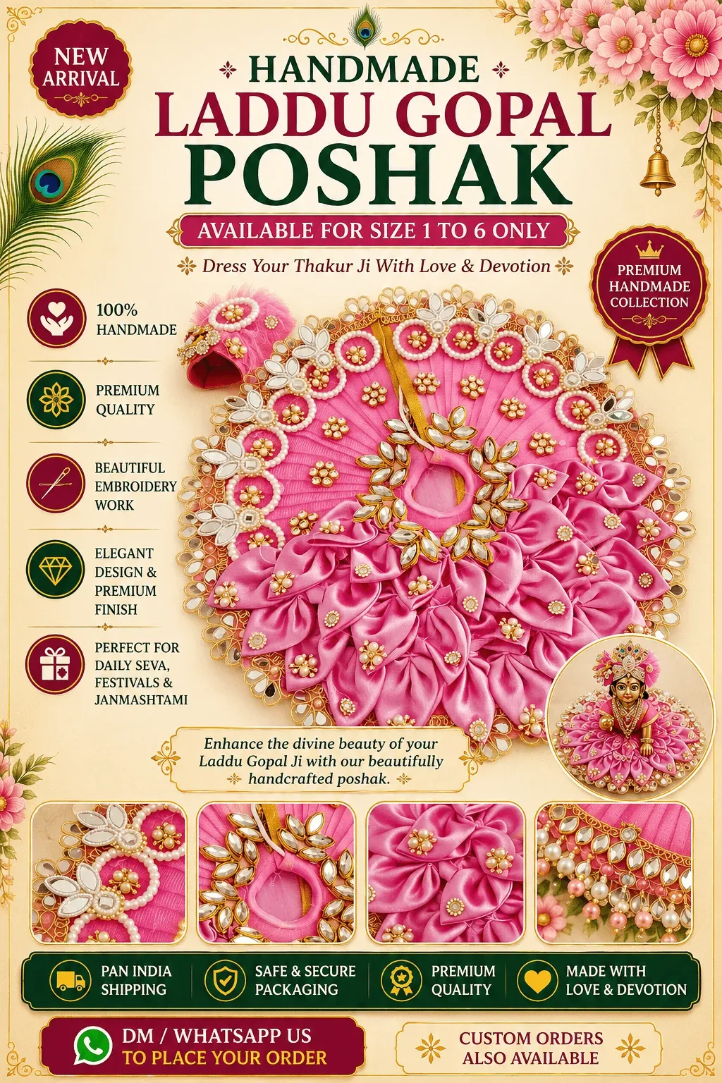 Handmade Pink Janmashtami Poshak