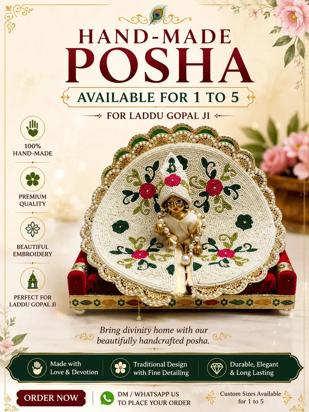 Handmade White Embroidered Posha