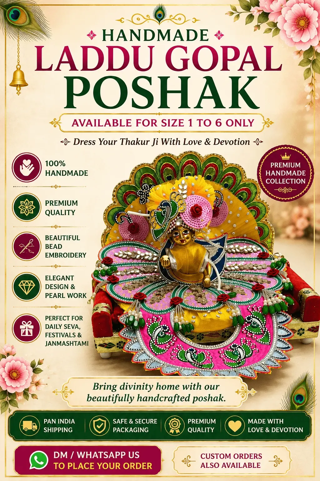 Handmade Yellow Janmashtami Poshak