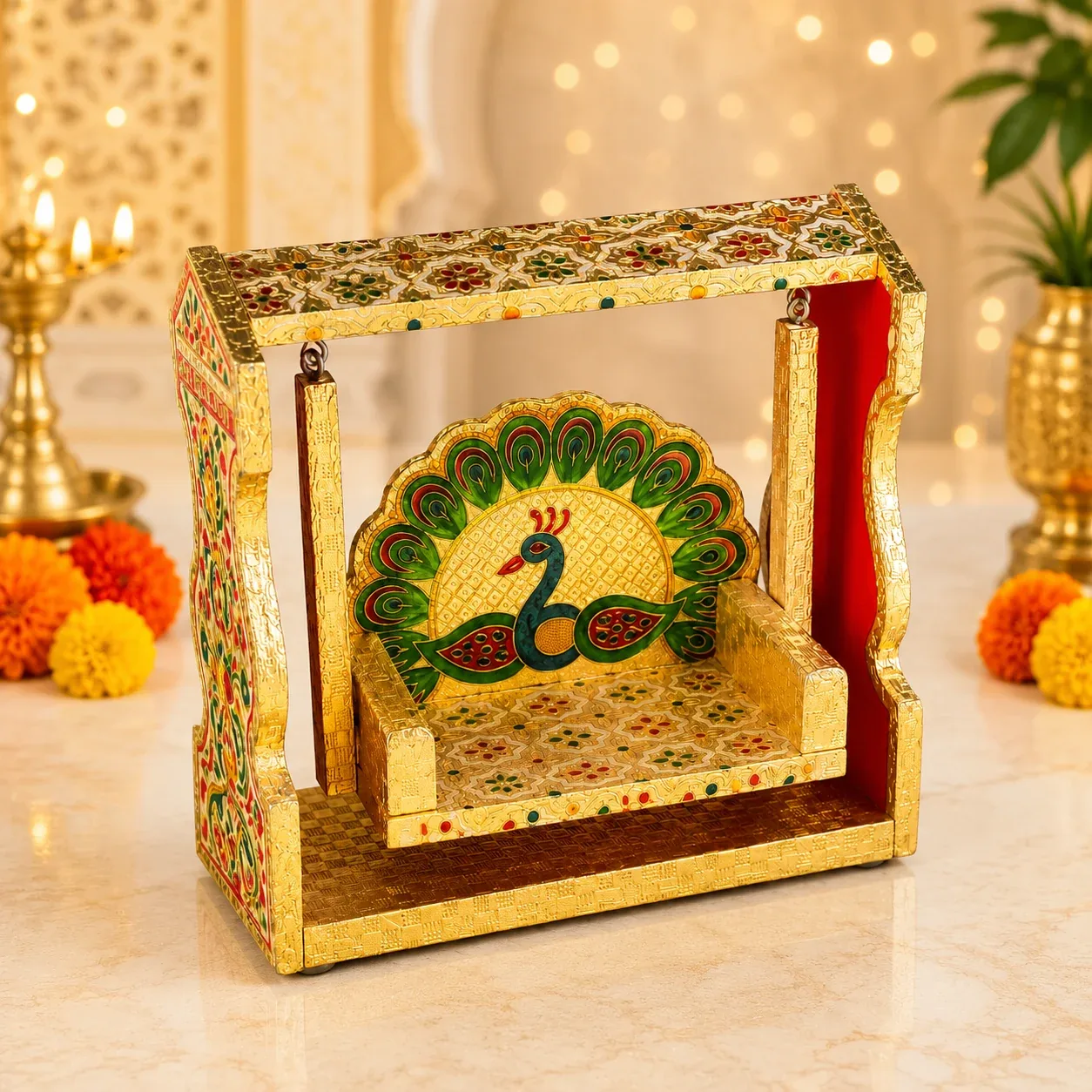 Premium Wooden Peacock Jupdi Jhula